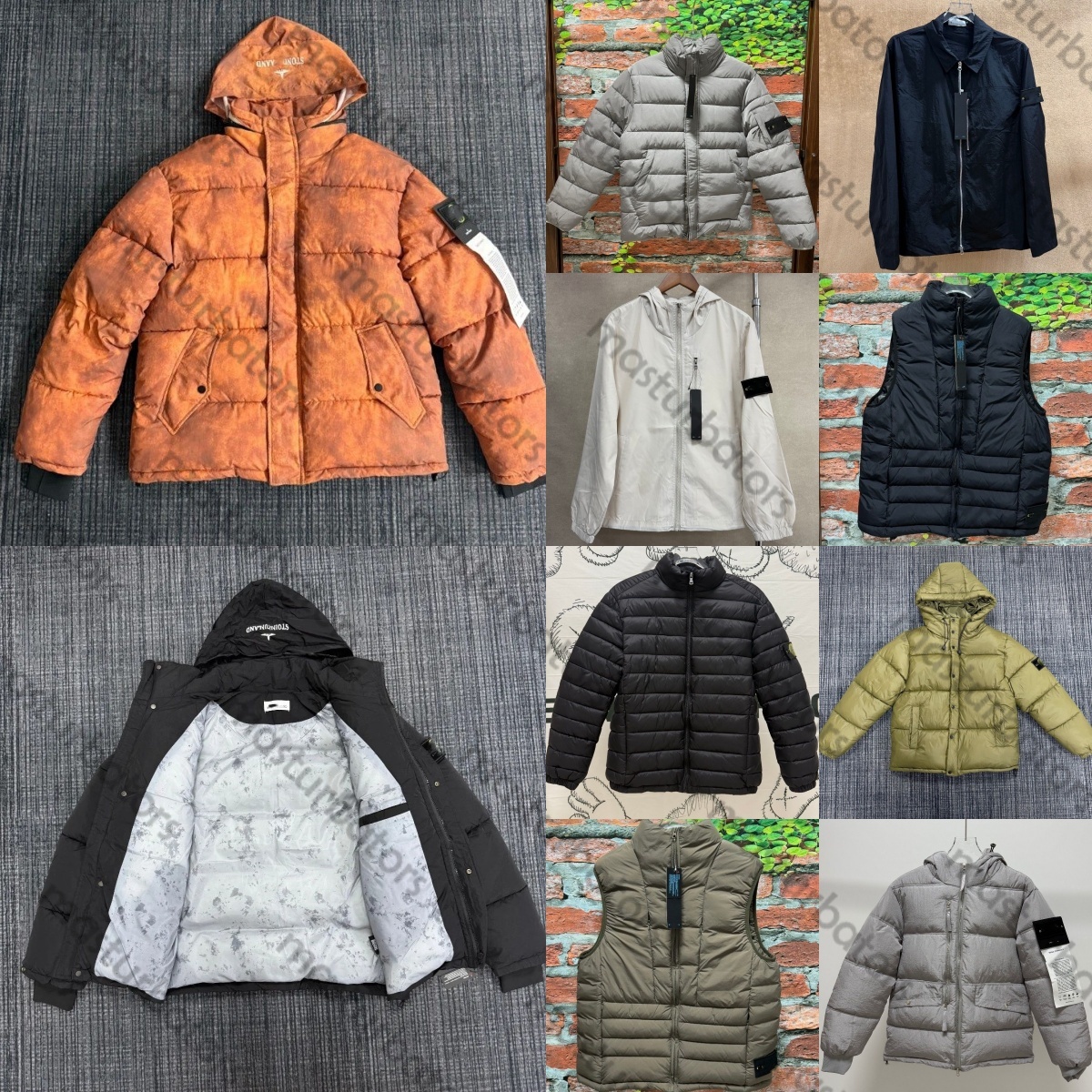 men Stones Puffer jacket Embroidery Designer Down Jacket Badges Zipper Coat Grape Overshirt Thickened Windbreaker Down Jacket Couple Trendy