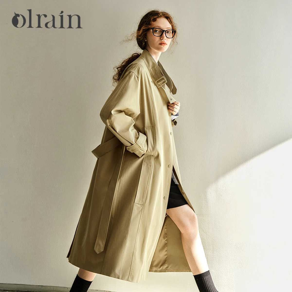 OLrain Women's Spring Trench Coat 2026 British Style Fashion Khaki Elegant Commute Mid-Length Coats Woman Outerwear GO57QF96225 M260922