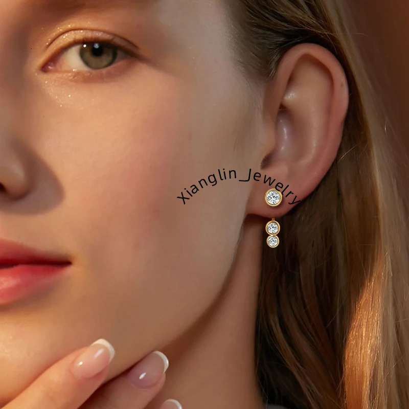 All Round Moissanite Diamond Ear Jacket Earrings 5mm 4mm 3.5mm 925 Real Silver Stud Earring for Women 2024 Unique Fine Jewelry