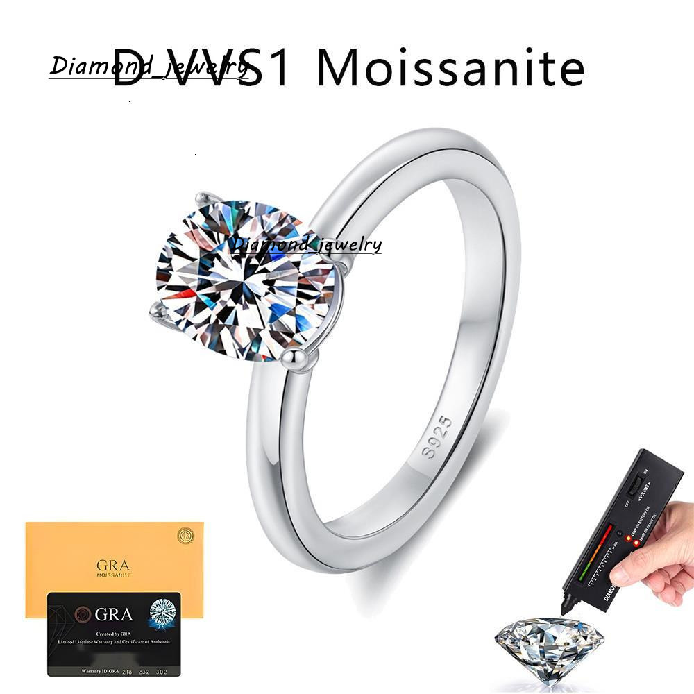 Factory Wholesale Custom GRA Certification S925 Sterling Silver Oval 2CT Moissanite Ring D Color Women's Engagement Wedding Ring