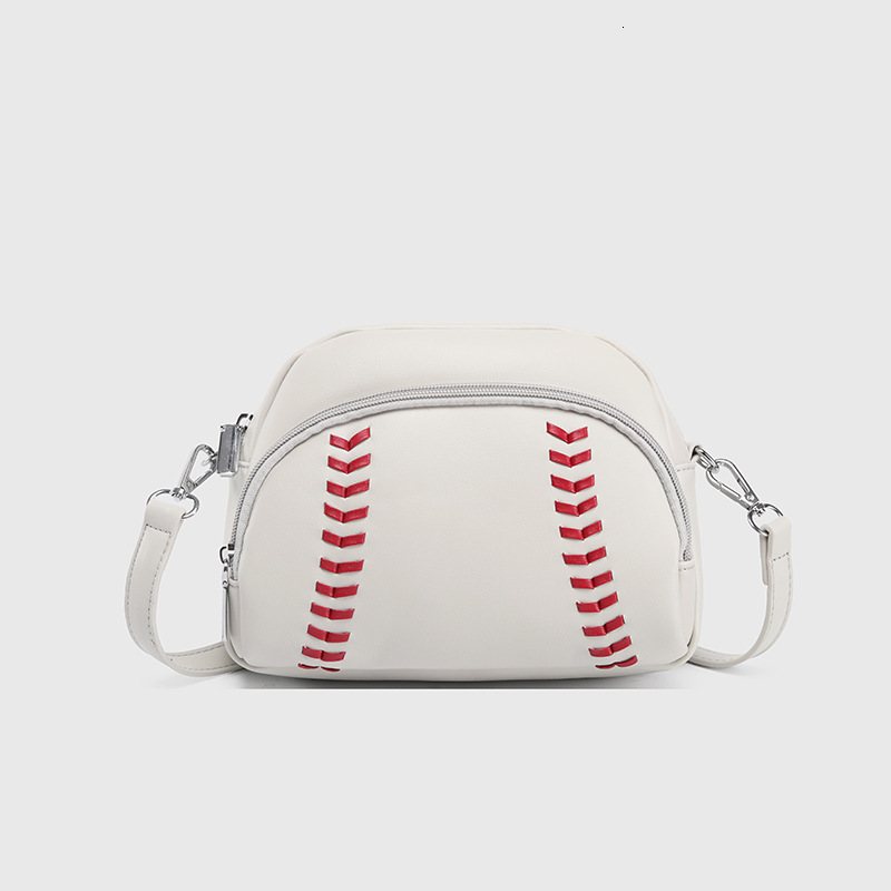 New trendy retro leather baseball-style with zipper and shoulder strap crossbody bag
