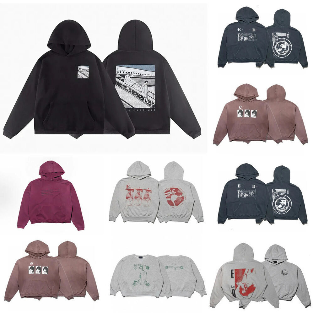 A+ ERD Designer Men's Fashion Retro Print High Street Distressed Hole Sweatshirt Unisex Oversized Streetwear Hoodie Sizes S XL f3 48 4c 7d