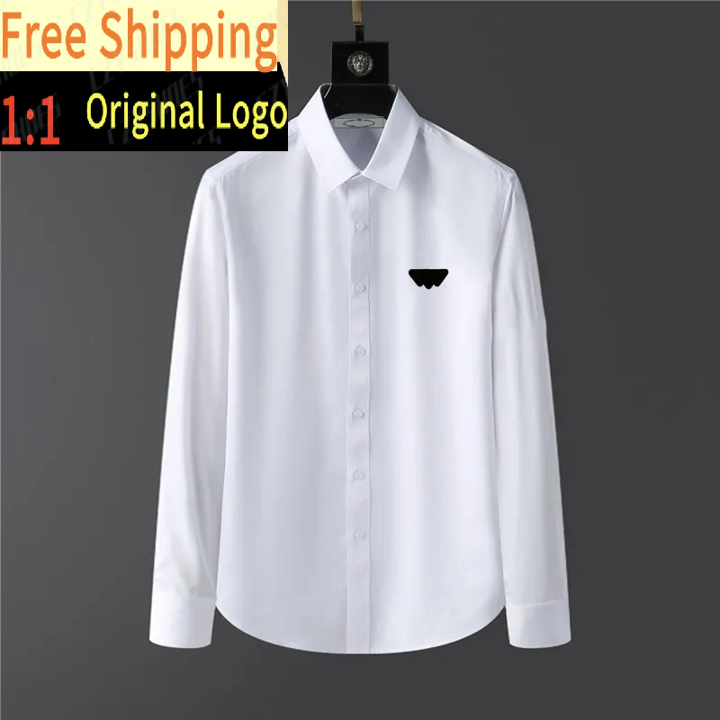 Designers Mens casual shirts quality designer business tees classic long Sleeve Shirt solid color letter spring autumn blouse plus size S/M/L/XL/2XL