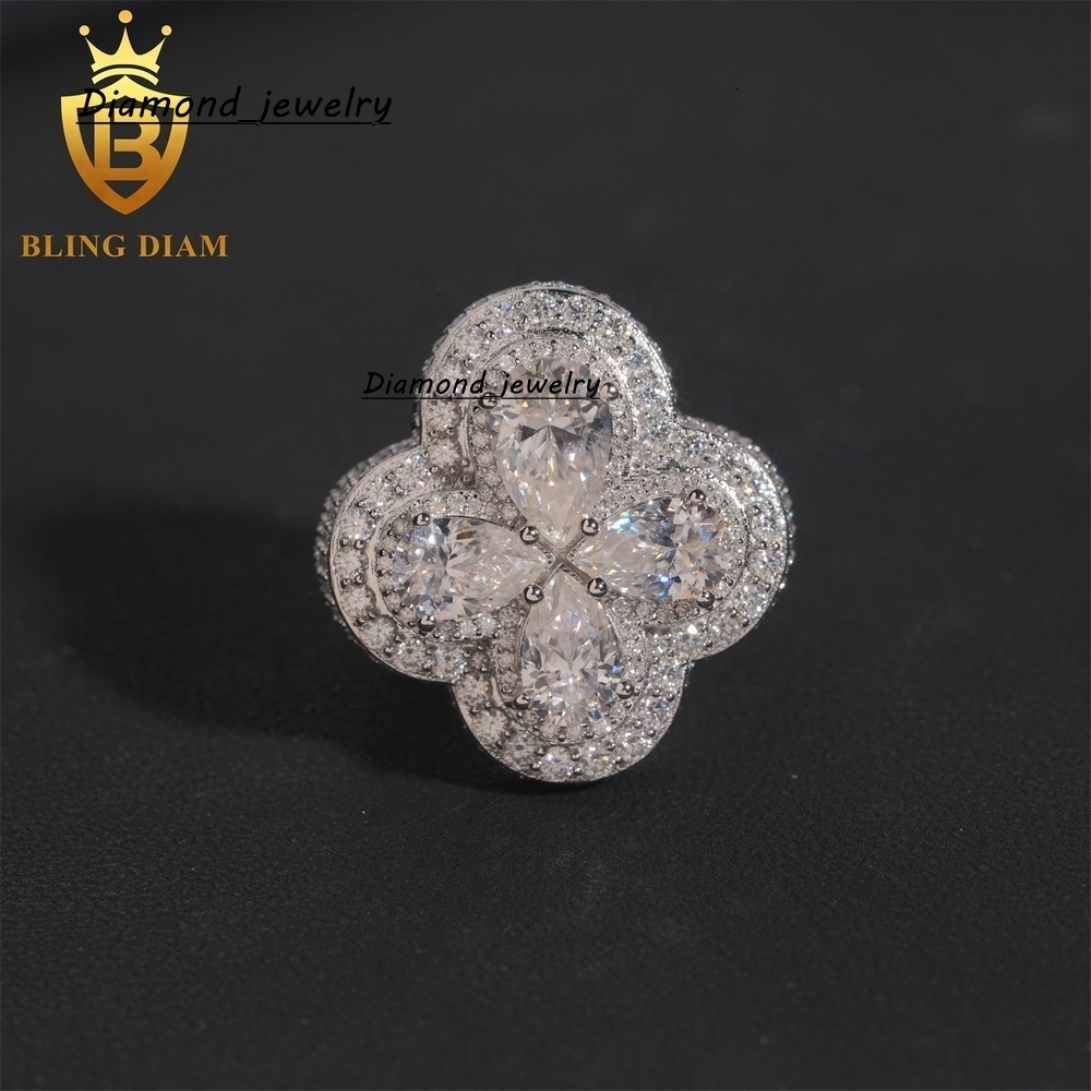 Cross Ring Hip Hop Iced Out 925 Sterling Silver Moissanite Rings Iced Out High Quality Rings Cross Ring for Men