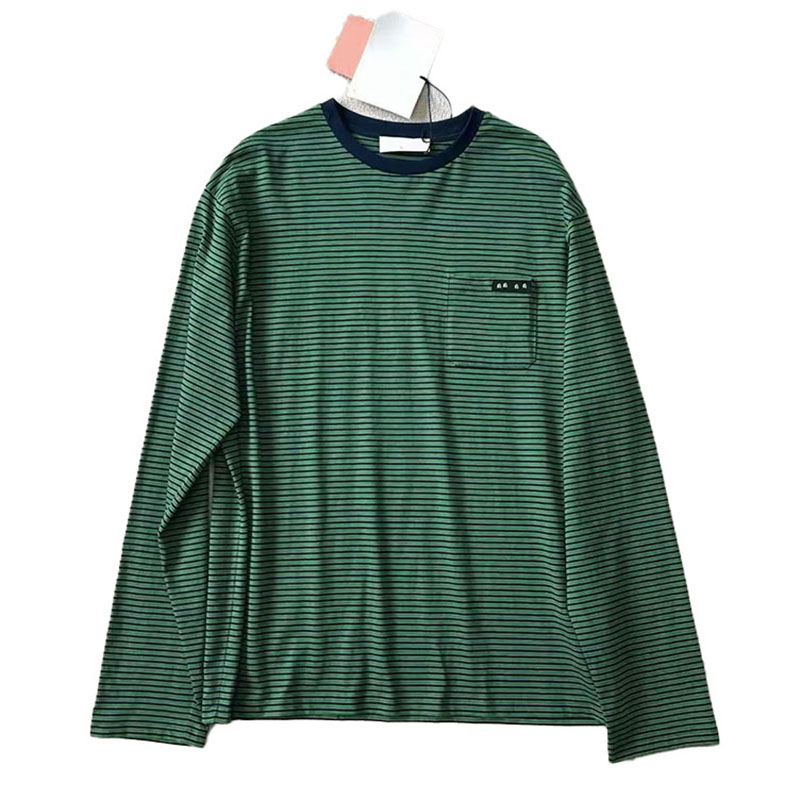 Brand Striped T Shirt Designer Women Long Sleeve Striped Tops Summer Resort Vacation Preppy Style Blouse