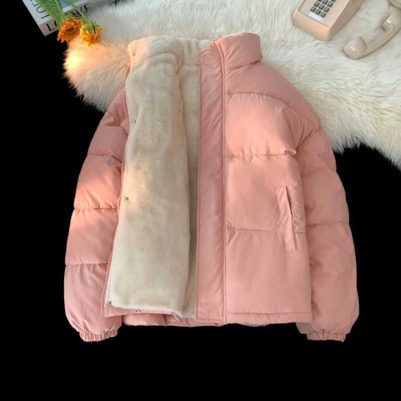 and Men's Men's Down Parkas Women's Fleece-Lined Cotton Jackets Casual Loose-Fitting Down Jackets Solid-Color Cotton Jackets C260922