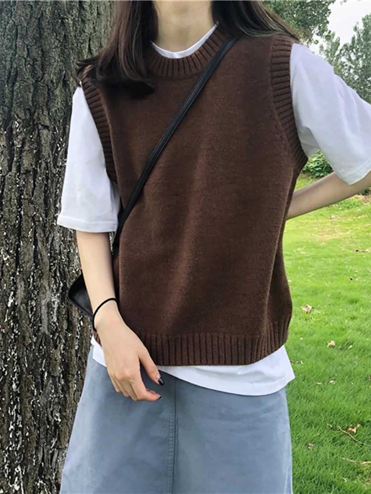 Women's Sweaters 2026 New Knitted Sweater Women's round Neck Pullover Korean Style Vest Outerwear Versatile Woolen Shoulder Pad Jacket H26