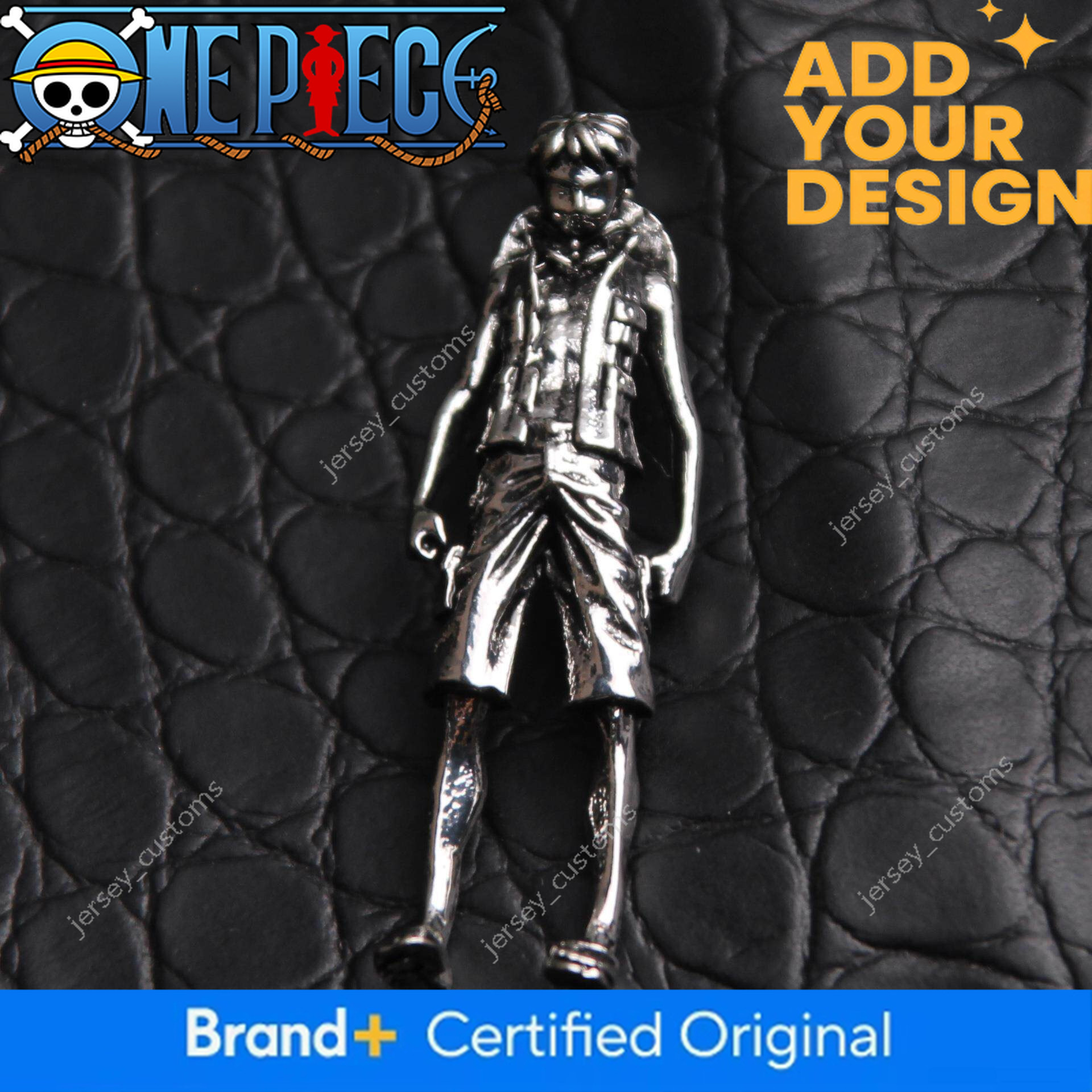 Japanese Trendy One Piece Second Gear Straw Hat Luffy Pendant Necklace for Men and Women, Student Fashion Retro Internet Celebrity Small Accessory N