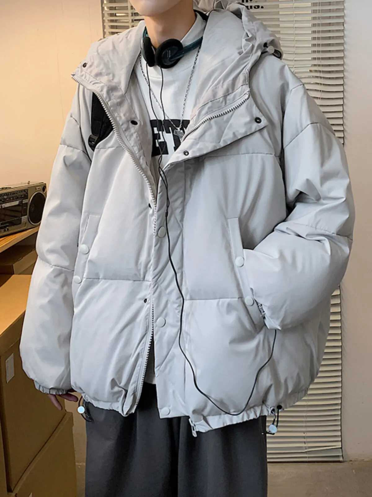 Men's Down Parkas 2026 New White Duck Down Jackets Men's Winter Thickened Trend Solid Color Coats Male Loose Hooded Bread Clothing Overcoa