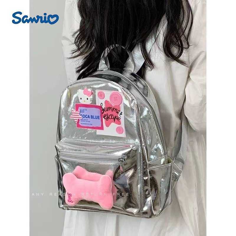 Sanrio Backpacks 2024 new y2k sweet and cool hottie KT cat bone electroplated silver backpack pink star student commuter school bag L260923J4JL