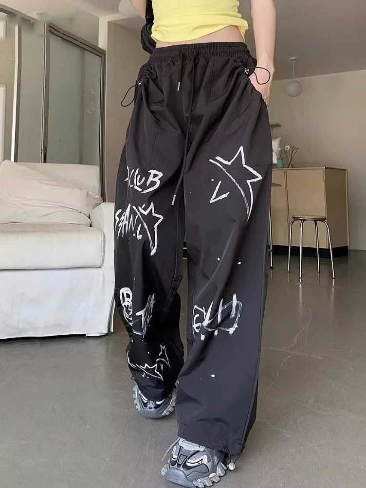 Y2k Doodle Hardwear Wide Leg Casual Parachute Pants Men Streetwear Hip Hop Baggy Long Trousers Designer 2023 New S260923PNKX