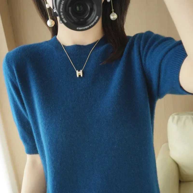 Women's Sweaters 2026 Women Sweaters Spring Summer Short Sleeve Knit Pullovers O-neck Slim Fit Sweater Bottoming Shirts Korean Fashion Knitwear