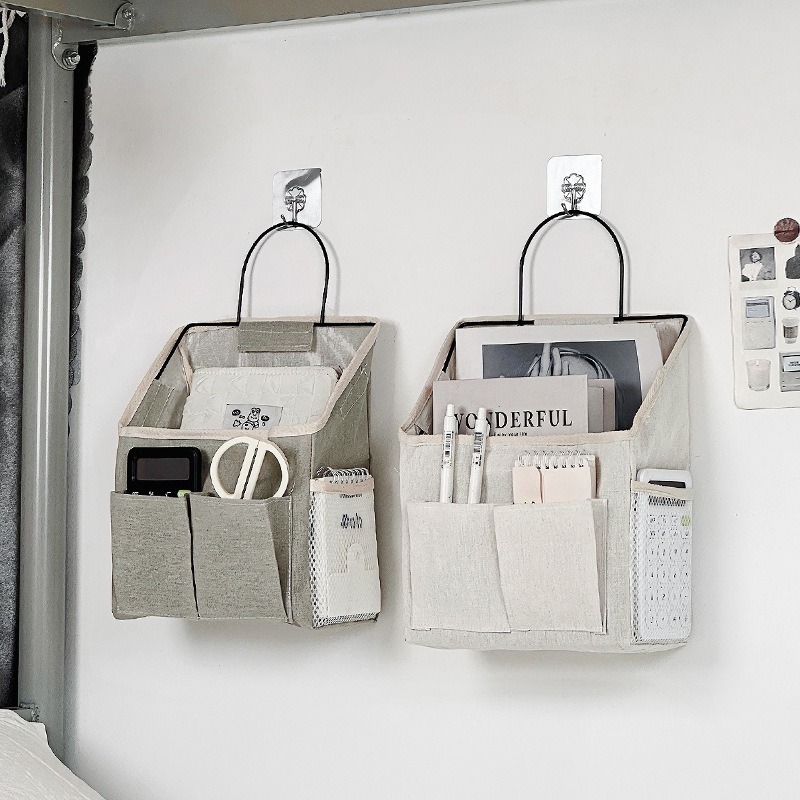 Sac de rangement suspendu en tissu, organisateur mural, pochette suspendue pour dortoir, porte de chambre à coucher, rangement d'articles divers
