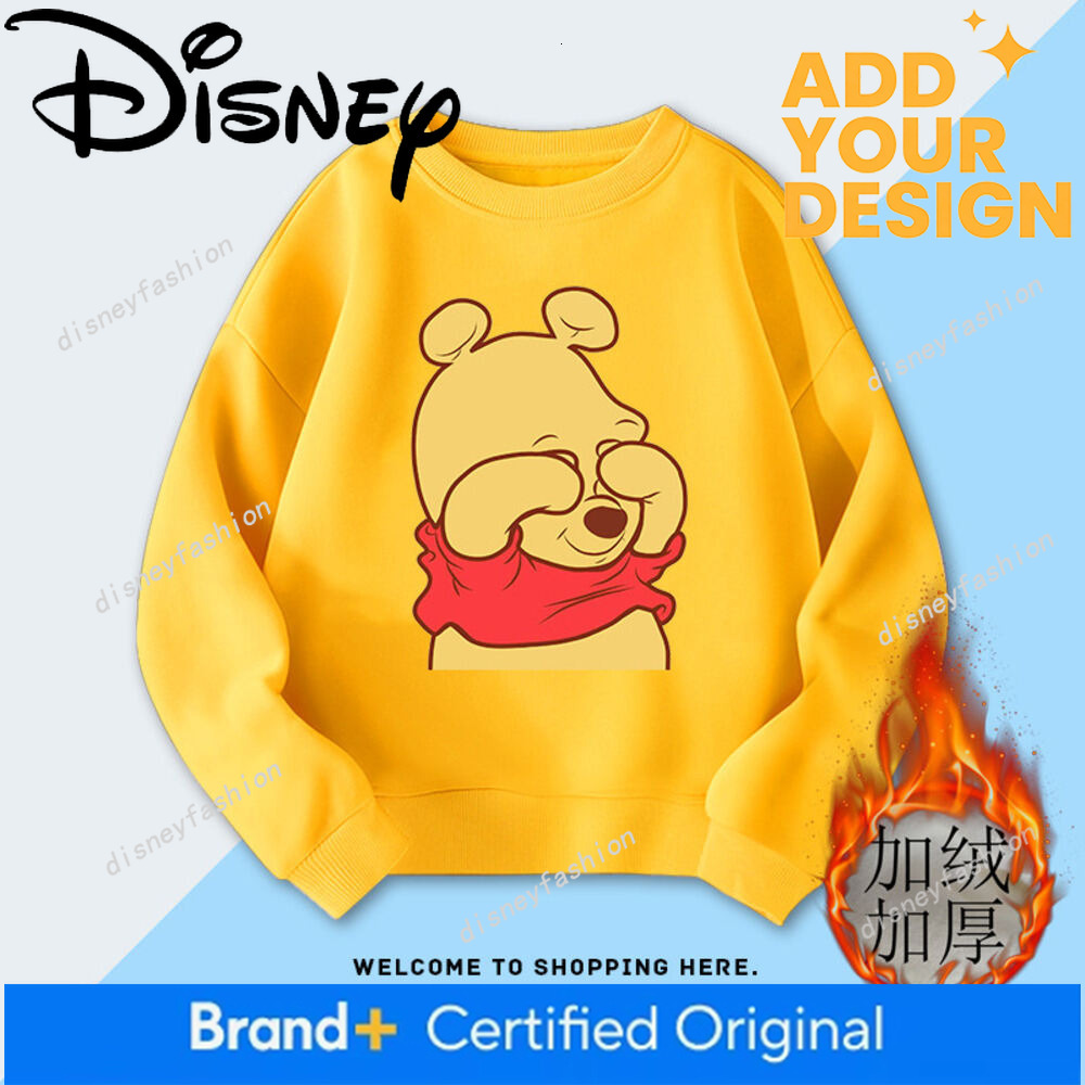 Girls' Autumn Winter Fleece-Lined Thick Sweatshirt, Thin Winnie the Pooh Children's Clothing, Stylish and Versatile Tops for Older Kids 34