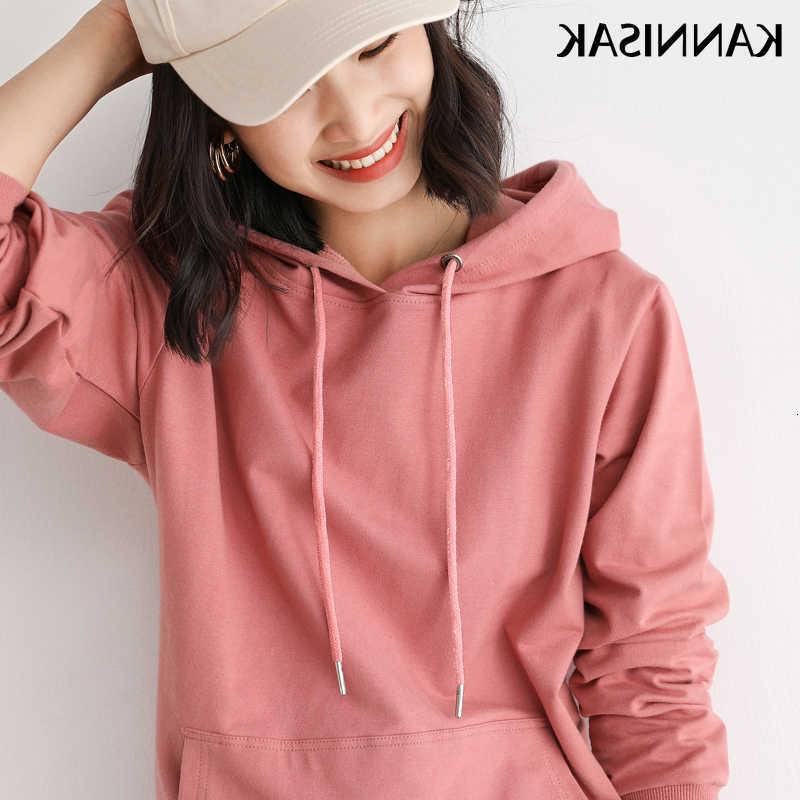 Hoodies Sweatshirts Women Hoodies Women's 100% Cotton Spring Autumn Loose Long sleeve Pullovers Solid Casual Ladies Outerwear Hooded Hoodie Wom