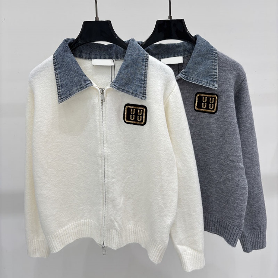 Preppy Style Zipper Cardigan For Women Designer Zipper Lapel Neck Youthful Knit Jacket Shopping Trip Holiday Travel Sweater Coat