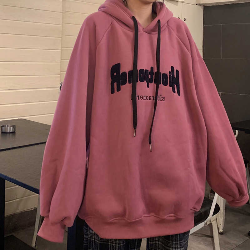 Hoodies Sweatshirts 2025 Hoodies Women's Women Lady Clothing Trendy Letter All-Match Warm Korean Style Thick Loose Hoodies New Design Simple Ba
