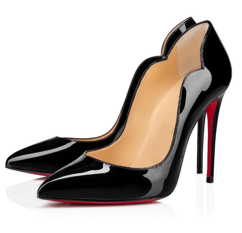 Perfect Designer Hot Chick Pointed Toe Women's Red Bottom Pumps Nude Black Bridals Wedding Party Ladies Sexy Lady Red Sole High Heels EU35-4