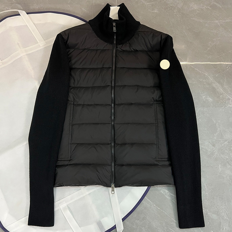 26 top pufferjacket Designer Mens Down Parkas Luxury Embroidered Badge Stand Collar Knitted Splice Sweater Lightweight Jacket Casual Fluffy Vest Coa