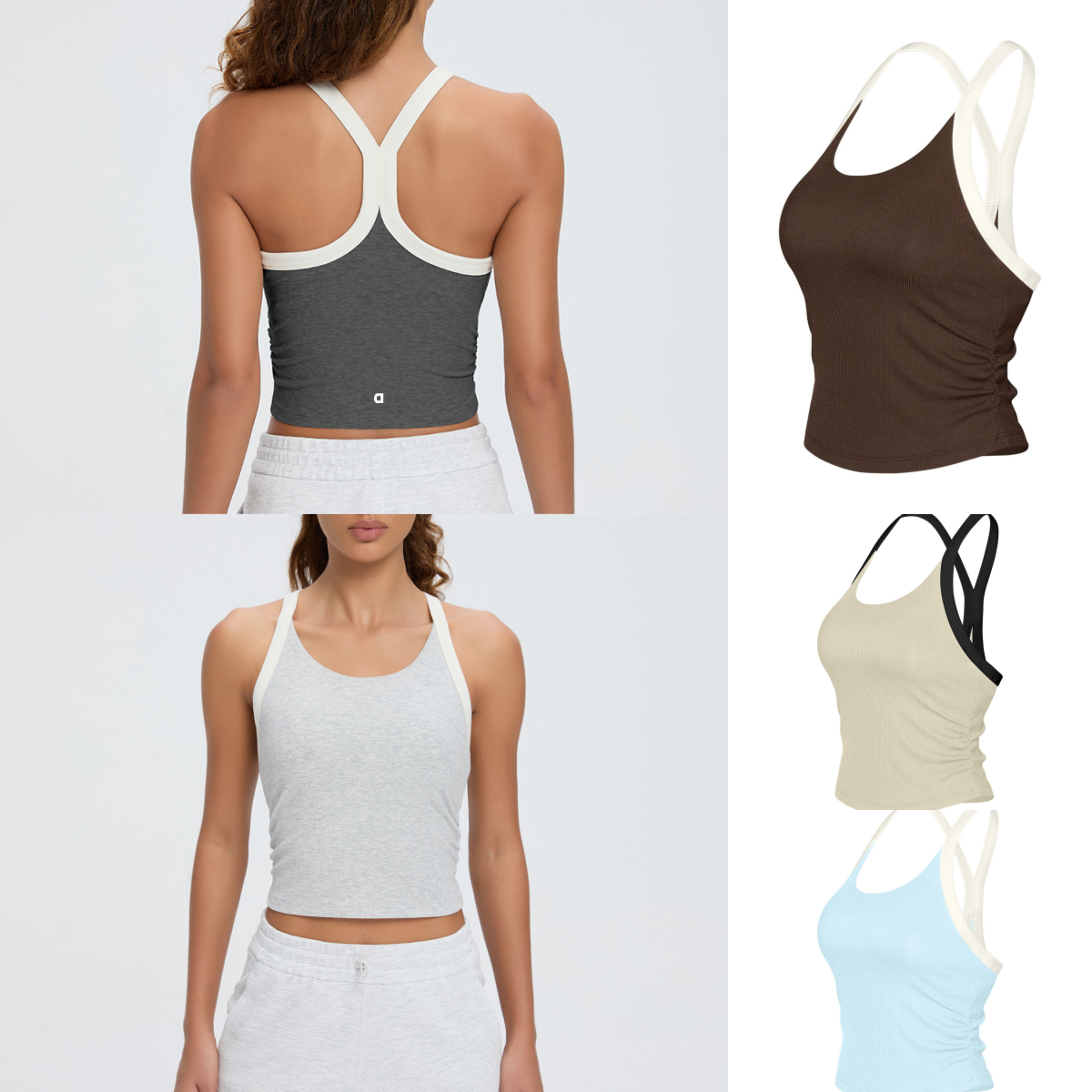 Débardeur de Yoga en modal pour femmes, avec bonnets rembourrés, plissé, respirant, sport, A3008