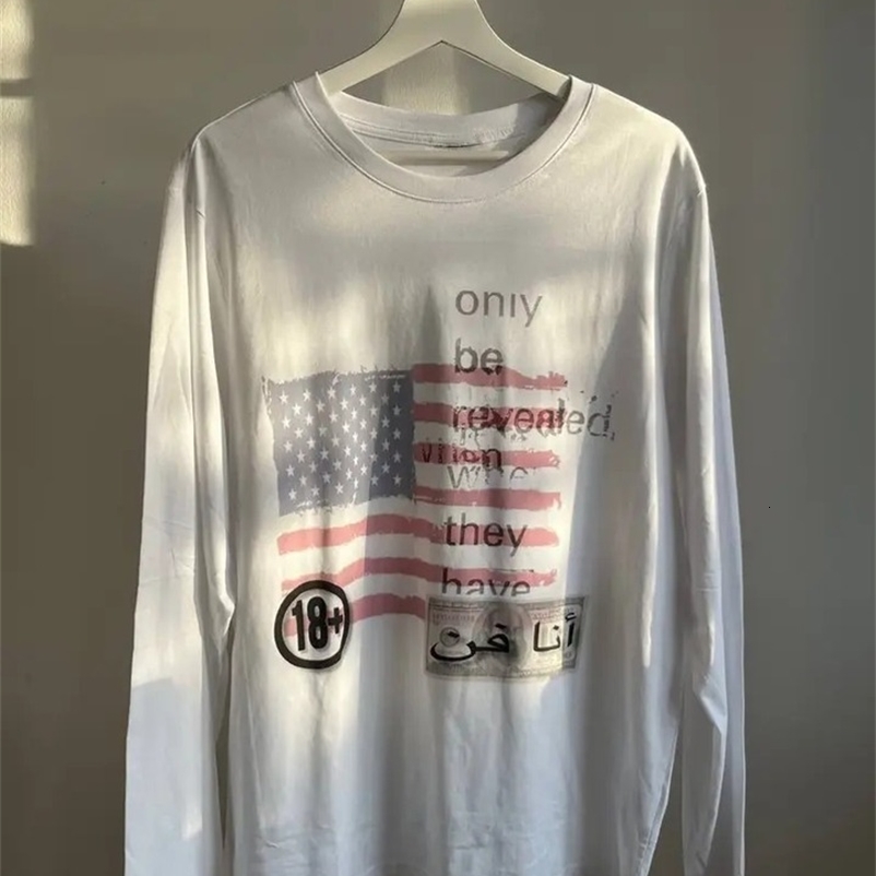 American style simple daily versatile women's white printed long sleeved T-shirt base shirt simple daily versatile 260921