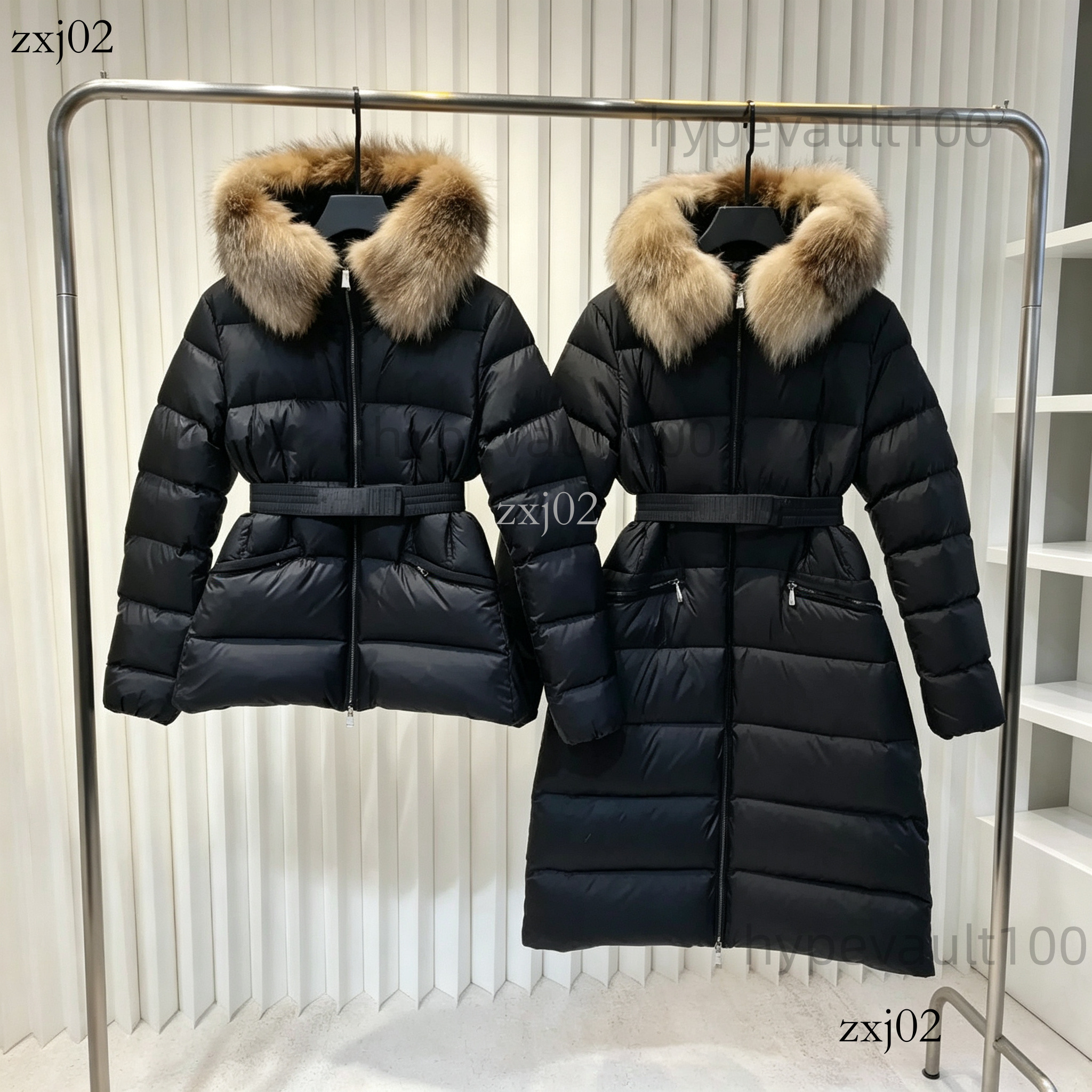 Moclerewomen Puffer Jackets Designer Winter Boed Short Down Jackets Fur Coat Long Parkas Belt Lady Embroidered Badge Hooded Puffer Jacket Monclemen