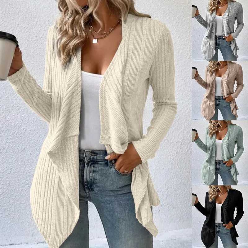 Women's Sweaters 2025 Autumn/Winter New Women's Cardigan Top Solid Color Casual Fashionable Loose Long Sleeve Knitted Sweater Jacket H2609