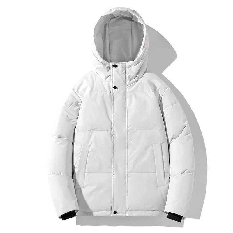 Men's Parkas Men's Hooded Down Casual Down Jacket Solid color Thicken Warm Winter Men White Duck Puffer Jackets Cold Coats Parkas Streetwe
