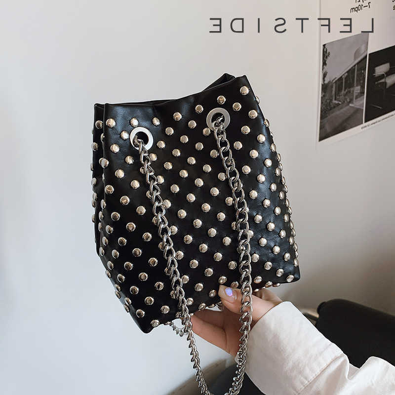 Small Cross Body LEFTSIDE s PU Leather Shoulder Bag for Women 2025 Punk Style Bucket Handbags and Purses Females Crossbody Bags D260923