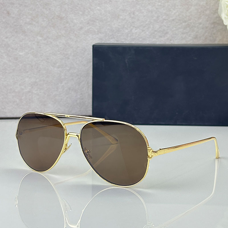 Luxury Designer Womens sunglasses Retro Dark Brown Lens Metal Logo Pilot Womens Sunglasses CH4305 Fashion Driving Daily Dressing Style UV400 With Bo