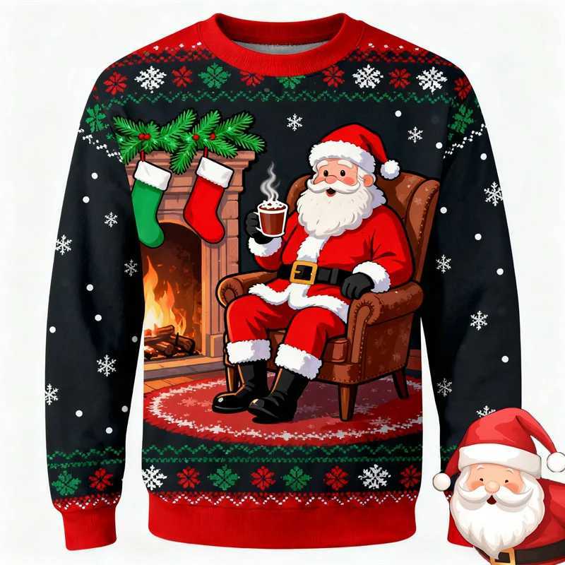 Women's Sweaters Happy Christmas Warm Santa Claus Ugly Sweater For Men Outdoor Festival Gift O-neck Pullover Ugly Sweaters Women Xmas New Year