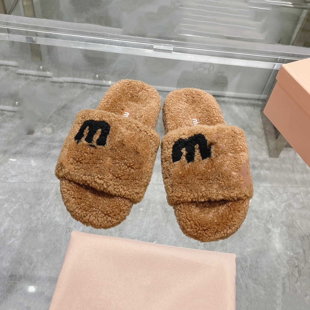 Women Winter Indoor Home Fur Slippers House Full Furry Soft Fluffy Plush Flats Heel Non Slip Luxury Designer Shoes Casual Ladies 260923