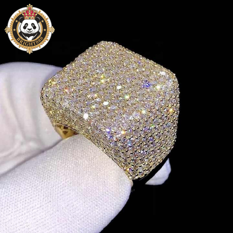 Multiple Choice Hot Sale Custom Iced Out Hip Hop Men Ring Vvs Moissanite 925 Sterling Silver Moissanite Engagement Ring Men