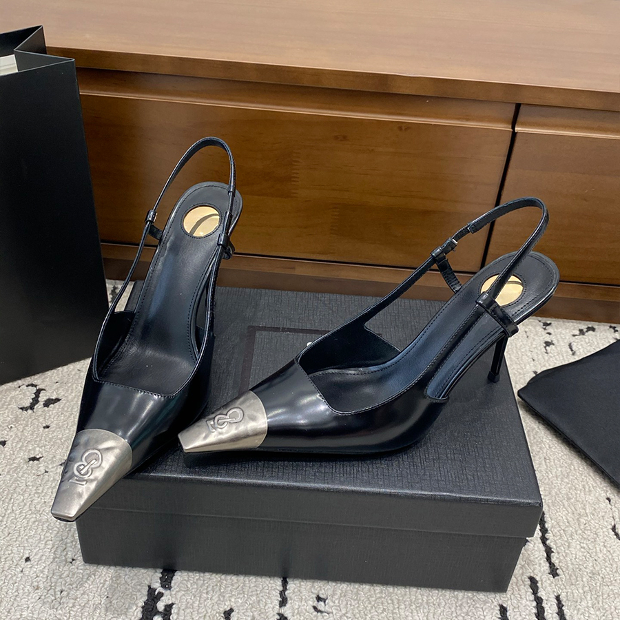Designer Femmes Sandal Slingbacks Talons Hauts En Cuir Véritable Chaussures Formelles Designer Sandales À Talons Hauts Mode Toe Cheville Sangle C