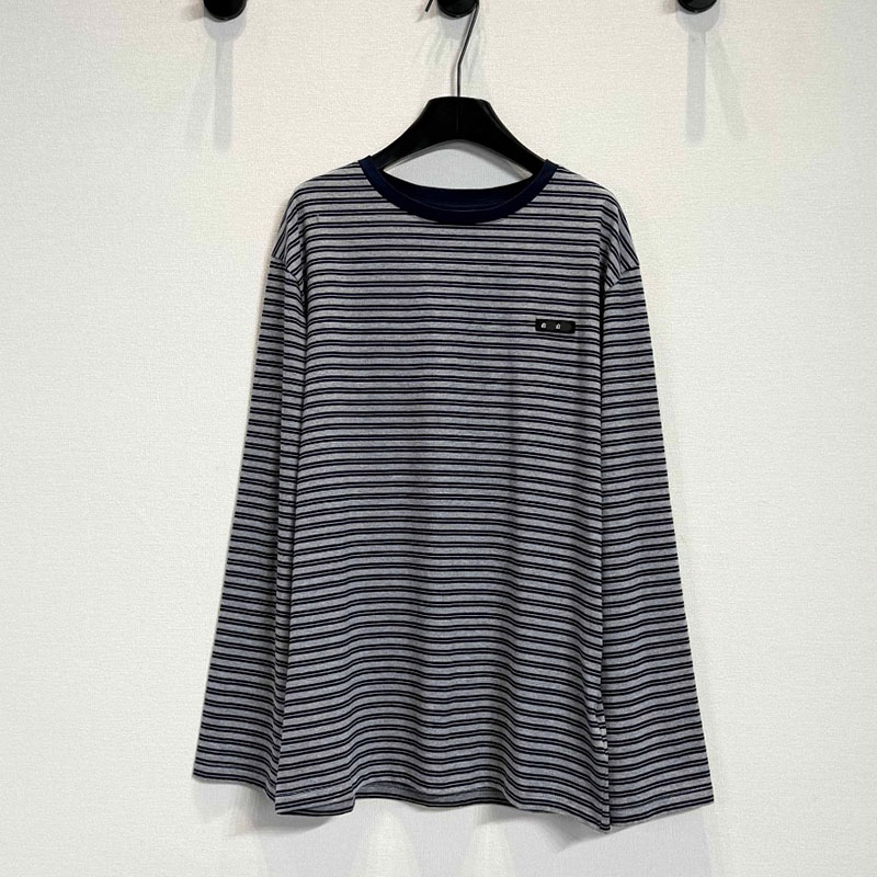 Marque lettre rayé t-shirts de luxe femmes à manches longues col rond t petit haut décontracté quotidien Style Preppy Blouse hauts