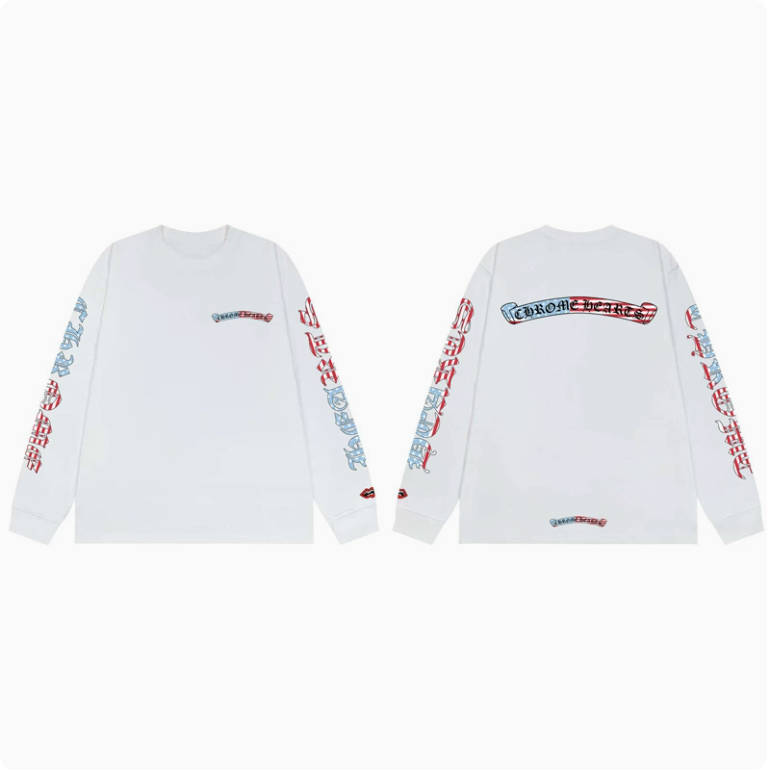 Chromelys Long Sleeve Tops Unisex Crewneck Sweatshirt Designer Crome Tee Heartstshirts Men Women Hip Hop Y2k Horseshoe Sanskrit Crosses Graphic T Sh