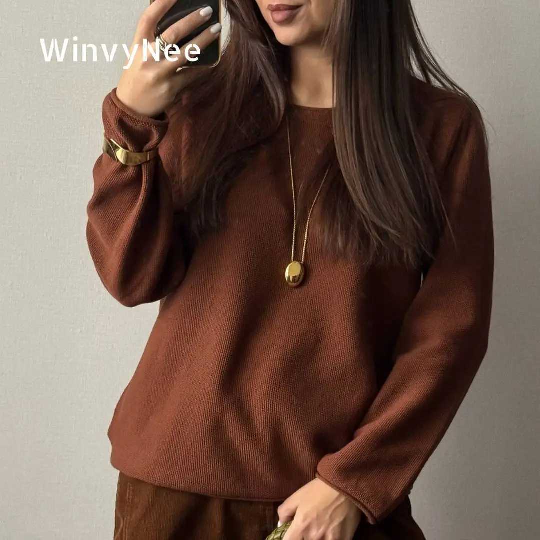 Women's Sweaters WinvyNee Spring Summer Women 100% Cotton Pullovers Sweaters Round O Neck Long Sleeve Tops Solid Casual Daily Knitwear ZA100203