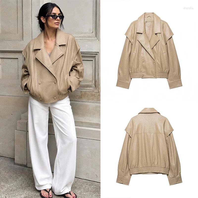 Guobioziy Women's Casual Pilot Leather Jacket 2026 Spring And Autumn European Fashion Trend Daily Riding Street Old Money Style
