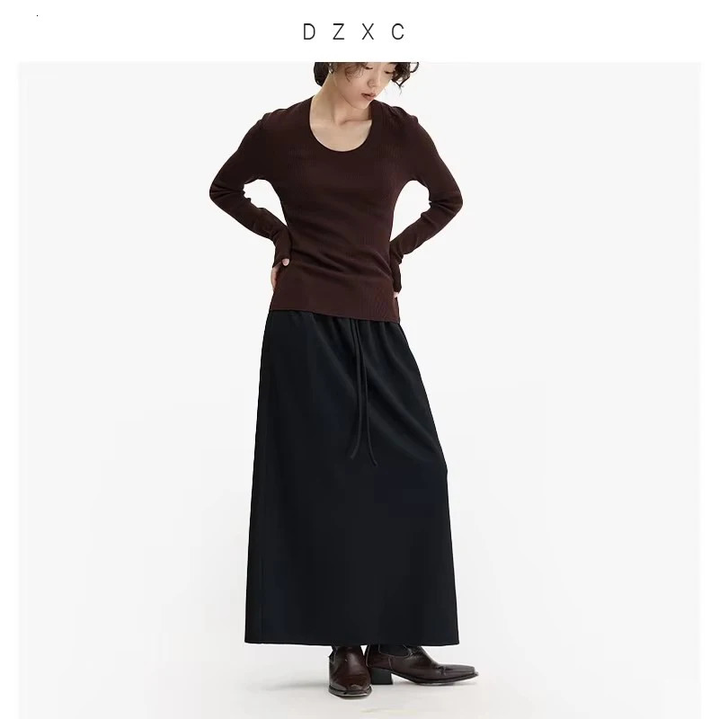 Elastic Waist 100% Wool Skirt Women's High-Waisted Mid-Length Skirt Style for Autumn and Winter 2026 260923