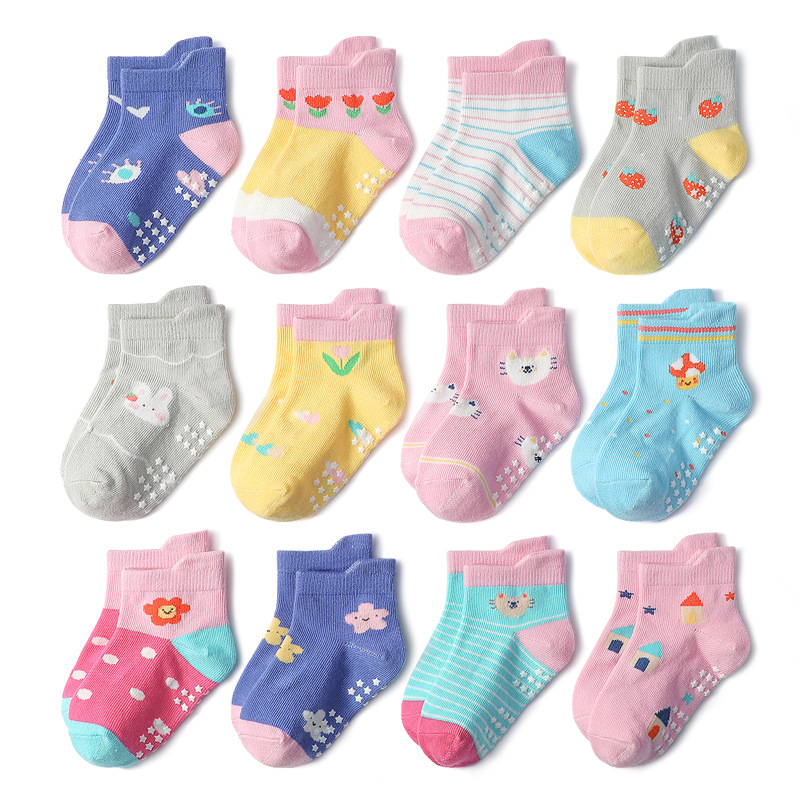 Many styles choose 1--7Years 12Pairs New Children Solid Color Sport Socks Cotton Soft Tube Socks for Baby Infant Toddler Socks for Kids Boys Girls K