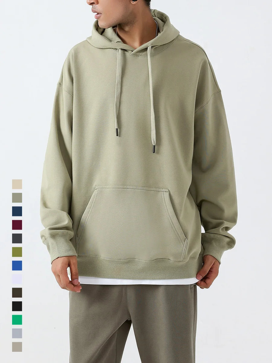 Hoodies Sweatshirt Mens 600g Fleece Thicken Plus Size Solid Basic Essential Unisex Casual y Women Pullovers Jogger Tops 260922