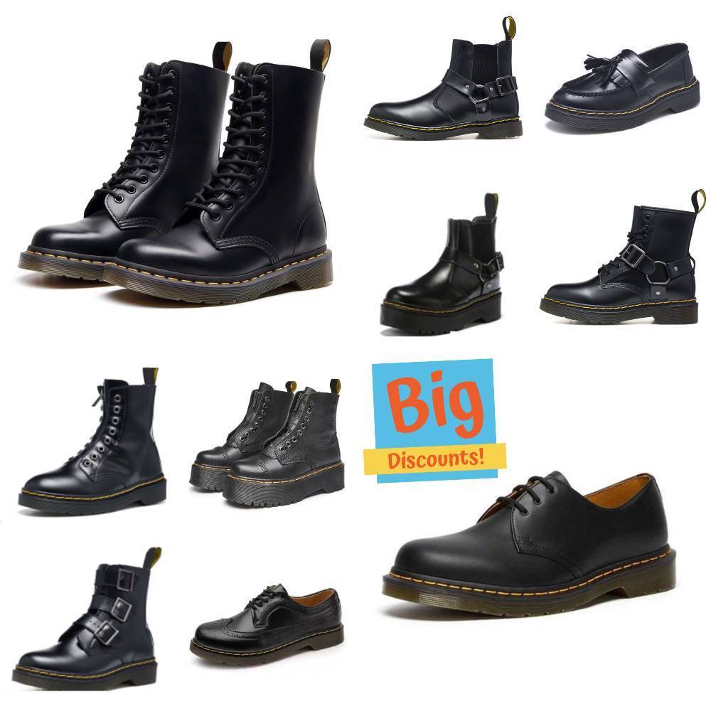 Designer New DrbootieeS High Martin Boots 1460 1461 Bootsreal Black Leather Vintage Fashion Winter Snow Marteen Men Women Mini Bootie Smooth Oxford