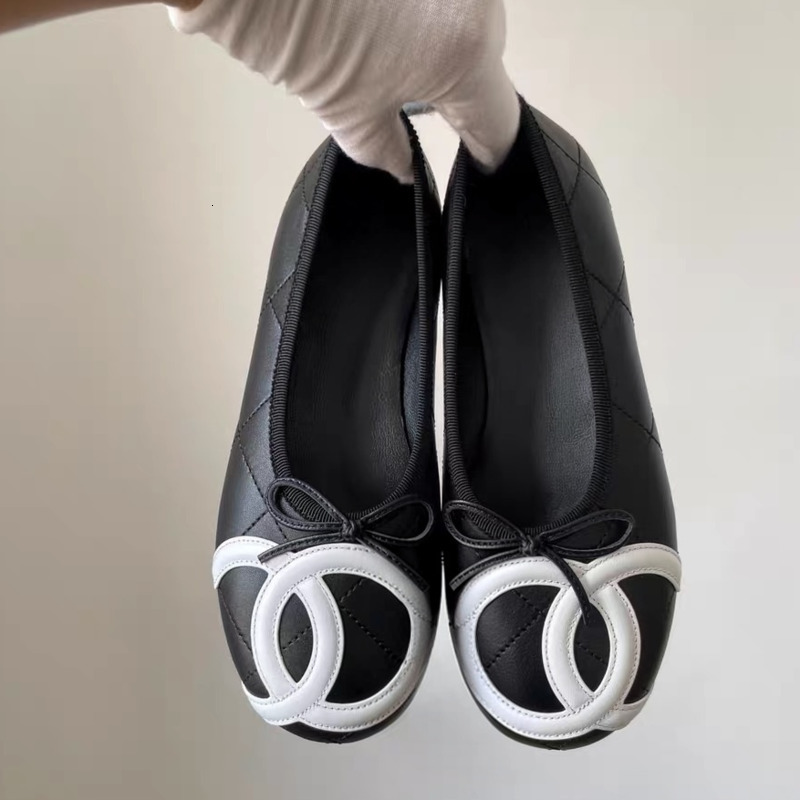 Ballet flat shoes Designer Professional Dance Shoes Genuine Leather ballerinas Platform Shallow Mouth Single Shoe flat sandals women Loafers Black W