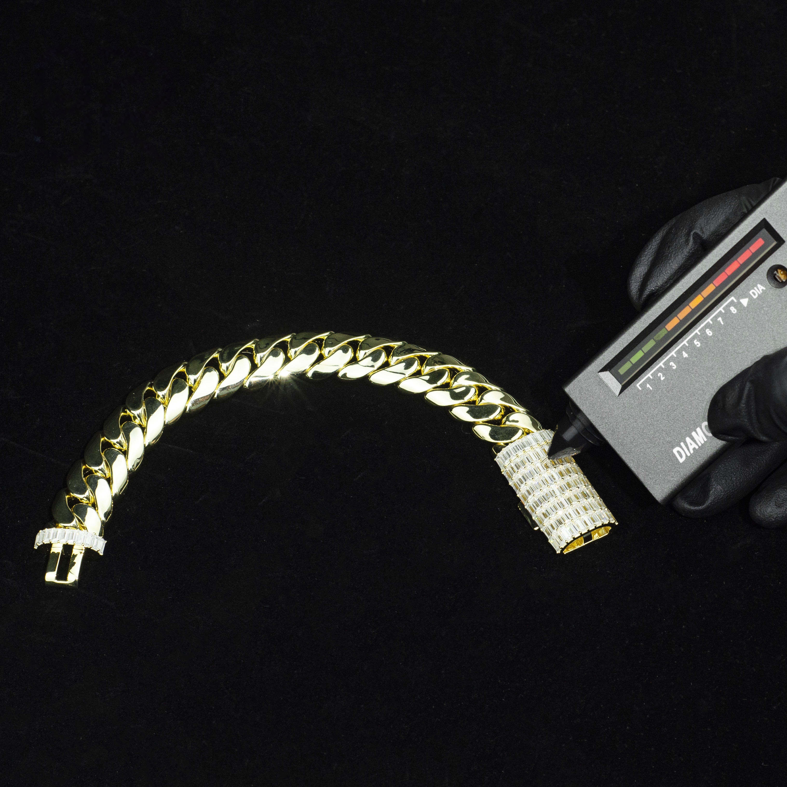 17mm 8" Solid Gold Cuban Chain Bracelet Fast Shipping Gold Plated 925 Sterling Silver Fine Jewelry