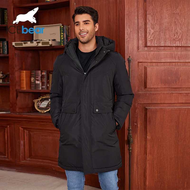 Men's Down Parkas Icebear 2024 New Winter Men's Jacket Midi Big Hood Thermal Coat Fashion Men's Jacket MWD4292I C260922