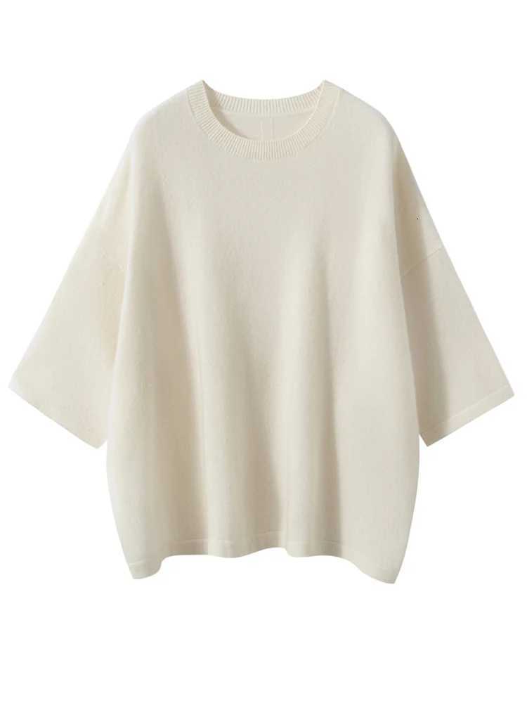 Women's Sweaters Simple O-Neck Pullover Sweater 100% Cashmere Knitwear Casual Women's Soft Warm Autumn Winter Seven-Button Sleeves Clothin