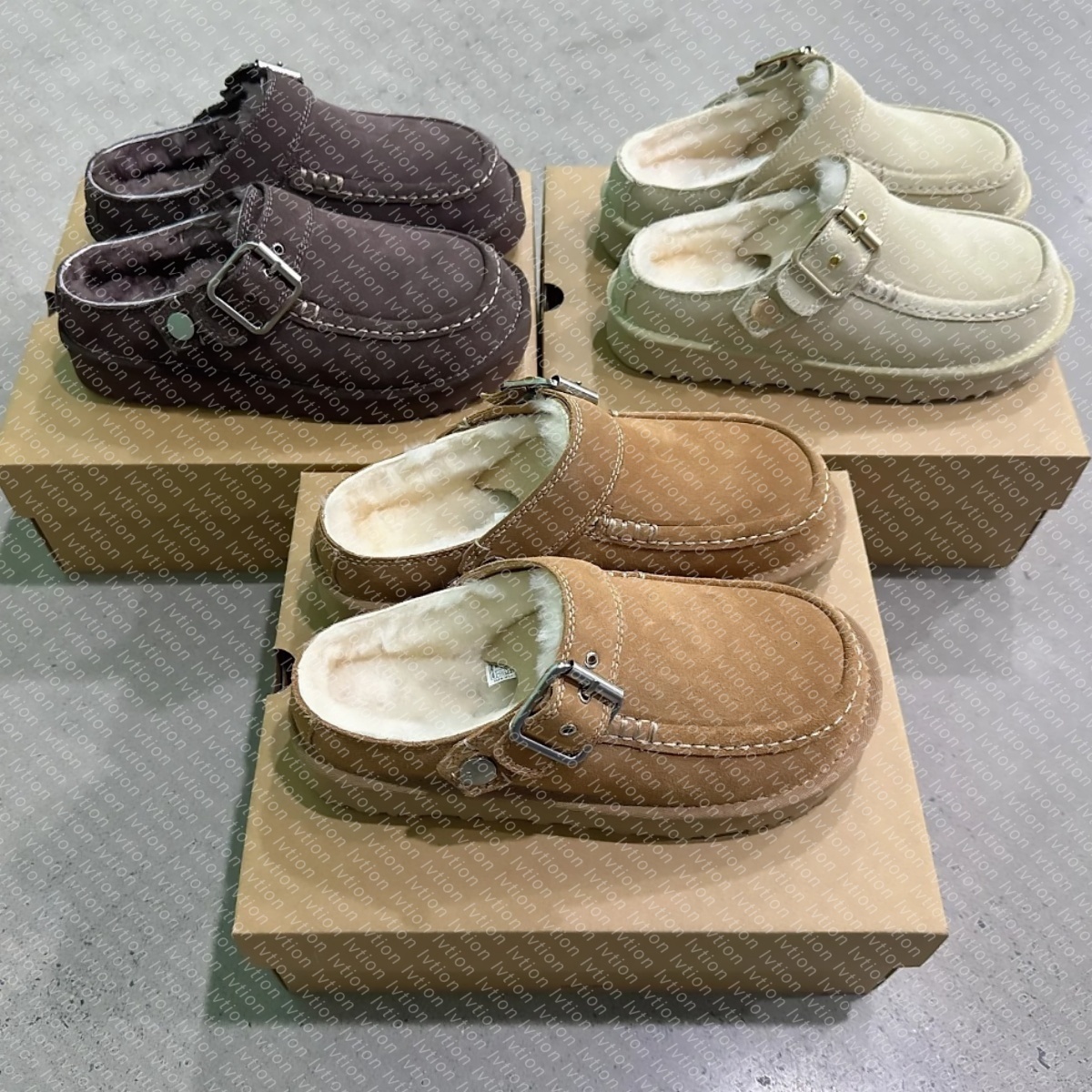 Goldenstar Clog Slippers Designer Evelina Clog Golden star Beach Sandal Cross Slides Women Men Tazz Tasman Fall Mustard Seed Chestnut Winter fur sli