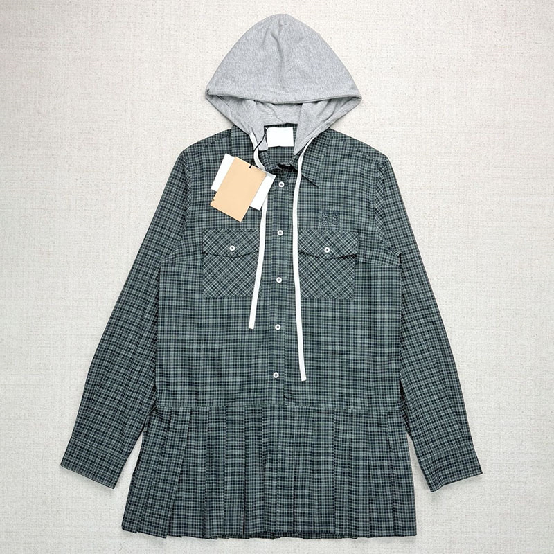 Preppy Style Hooded Dress For Women Plaid Loose Long Sleeved Thin Shirt Dresses Fall Pleated Bodycon Campus Mini Casual Luxury Skirts