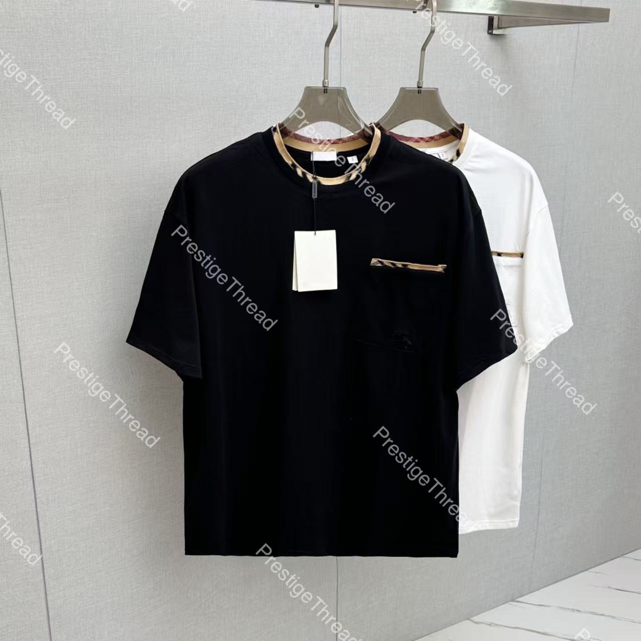 Designer High-Quality Men's T-Shirts with 26-Check Pattern Decorative Knight Horse Micro-Logo Cotton Short Sleeve Tee