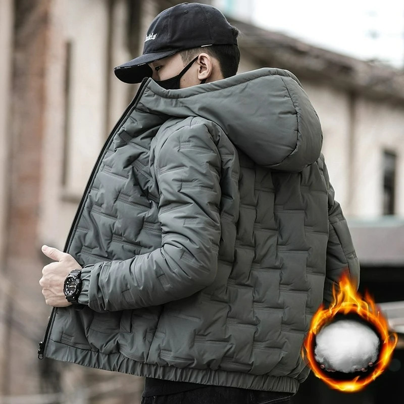 Mens Padded Hooded Parkas 2026 Winter Warm Clothes Trendy Down Cotton Jackets Loose Coats Thickened Bread 260922
